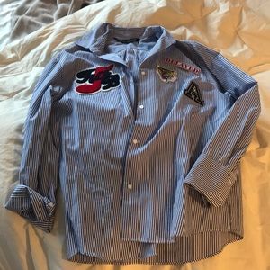 Zara women’s XS striped top with patches NWOT